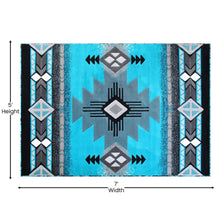 Load image into Gallery viewer, 5' x 7' Turquoise Traditional Southwestern Area Rug - Olefin Fibers

