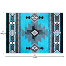 Load image into Gallery viewer, 8' x 10' Turquoise Traditional Southwestern Area Rug - Olefin Fibers
