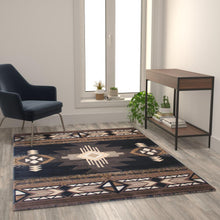 Load image into Gallery viewer, 5' x 7' Black Traditional Southwestern Area Rug - Olefin Fibers
