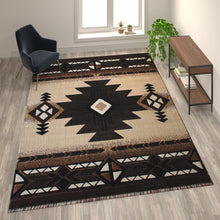 Load image into Gallery viewer, 8' x 10' Brown Traditional Southwestern Area Rug - Olefin Fibers
