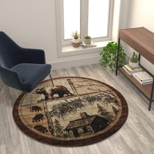 Load image into Gallery viewer, Vale Collection 6' x 6' Rustic Wildlife Themed Area Rug - Olefin Rug with Jute Backing - Entryway, Living Room, or Bedroom

