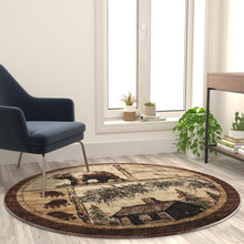 Load image into Gallery viewer, Vale Collection 6' x 6' Rustic Wildlife Themed Area Rug - Olefin Rug with Jute Backing - Entryway, Living Room, or Bedroom
