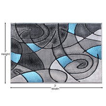 Load image into Gallery viewer, 2' x 3' Blue Abstract Pattern Area Rug - Olefin Rug
