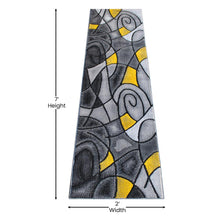 Load image into Gallery viewer, 2' x 7' Yellow Abstract Area Rug - Olefin Rug
