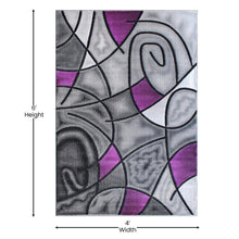 Load image into Gallery viewer, 3' x 5' Purple Abstract Area Rug - Olefin Rug
