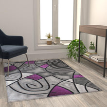 Load image into Gallery viewer, 3' x 5' Purple Abstract Area Rug - Olefin Rug
