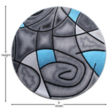 Load image into Gallery viewer, 5' x 5' Round Blue Abstract Area Rug - Olefin Rug
