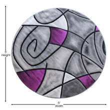 Load image into Gallery viewer, 5' x 5' Round Purple Abstract Area Rug - Olefin Rug
