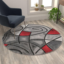 Load image into Gallery viewer, 5' x 5' Round Red Abstract Area Rug - Olefin Rug
