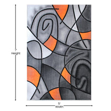 Load image into Gallery viewer, 5' x 7' Orange Abstract Area Rug - Olefin Rug
