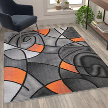 Load image into Gallery viewer, 5' x 7' Orange Abstract Area Rug - Olefin Rug
