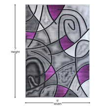 Load image into Gallery viewer, 5' x 7' Purple Abstract Area Rug - Olefin Rug
