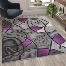 Load image into Gallery viewer, 5' x 7' Purple Abstract Area Rug - Olefin Rug
