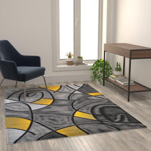 Load image into Gallery viewer, 5' x 7' Yellow Abstract Area Rug - Olefin Rug
