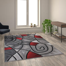 Load image into Gallery viewer, 6' x 9' Red Abstract Area Rug - Olefin Rug - Living Room, Bedroom,, Family Room
