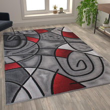 Load image into Gallery viewer, 6' x 9' Red Abstract Area Rug - Olefin Rug - Living Room, Bedroom,, Family Room
