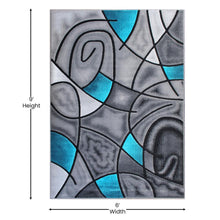 Load image into Gallery viewer, 6' x 9' Turquoise Abstract Area Rug - Olefin Rug
