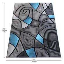 Load image into Gallery viewer, 8' x 10' Blue Abstract Area Rug - Olefin Rug
