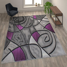 Load image into Gallery viewer, 8' x 10' Purple Abstract Area Rug - Olefin Rug
