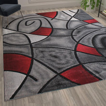Load image into Gallery viewer, 8' x 10' Red Abstract Area Rug - Olefin Rug - Living Room, Bedroom,, Family Room
