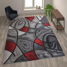 Load image into Gallery viewer, 8' x 10' Red Abstract Area Rug - Olefin Rug - Living Room, Bedroom,, Family Room
