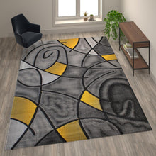Load image into Gallery viewer, 8' x 10' Yellow Abstract Area Rug - Olefin Rug
