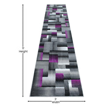 Load image into Gallery viewer, 2' x 10' Purple Color Blocked Area Rug - Olefin Rug

