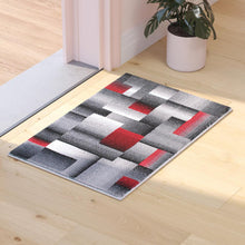 Load image into Gallery viewer, 2' x 3' Red Color Blocked Area Rug - Olefin Rug
