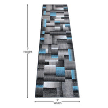 Load image into Gallery viewer, 2' x 7' Blue Color Blocked Area Rug - Olefin Rug
