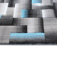 Load image into Gallery viewer, 2' x 7' Blue Color Blocked Area Rug - Olefin Rug
