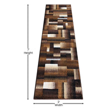 Load image into Gallery viewer, 2' x 7' Chocolate Color Blocked Area Rug - Olefin Rug
