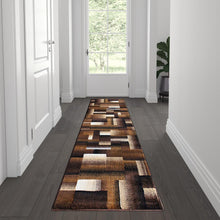 Load image into Gallery viewer, 2' x 7' Chocolate Color Blocked Area Rug - Olefin Rug
