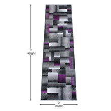 Load image into Gallery viewer, 2' x 7' Purple Color Blocked Area Rug - Olefin Rug

