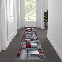 Load image into Gallery viewer, 2' x 7' Red Color Blocked Area Rug - Olefin Rug
