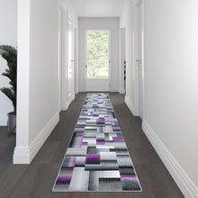 Load image into Gallery viewer, 3' x 16' Purple Color Blocked Area Rug - Olefin Rug
