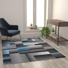 Load image into Gallery viewer, 5' x 7' Blue Color Blocked Area Rug - Olefin Rug
