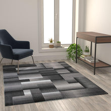 Load image into Gallery viewer, 5' x 7' Gray Color Blocked Area Rug - Olefin Rug
