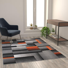 Load image into Gallery viewer, 5' x 7' Orange Color Blocked Area Rug - Olefin Rug
