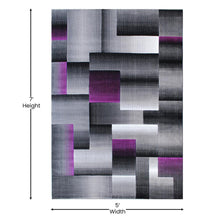 Load image into Gallery viewer, 5' x 7' Purple Color Blocked Area Rug - Olefin Rug
