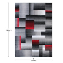 Load image into Gallery viewer, 5' x 7' Red Color Blocked Area Rug - Olefin Rug

