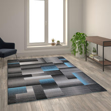 Load image into Gallery viewer, 6' x 9' Blue Color Blocked Area Rug - Olefin Rug
