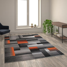 Load image into Gallery viewer, 6' x 9' Orange Color Blocked Area Rug - Olefin Rug
