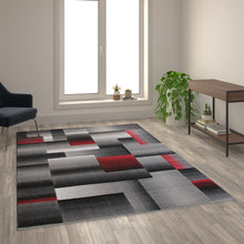 Load image into Gallery viewer, 6' x 9' Red Color Blocked Area Rug - Olefin Rug
