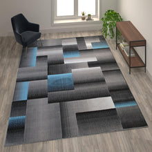 Load image into Gallery viewer, 8' x 10' Blue Color Blocked Area Rug - Olefin Rug
