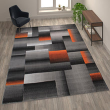 Load image into Gallery viewer, 8' x 10' Orange Color Blocked Area Rug - Olefin Rug
