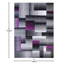 Load image into Gallery viewer, 8' x 10' Purple Color Blocked Area Rug - Olefin Rug
