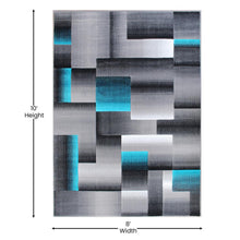 Load image into Gallery viewer, 8' x 10' Turquoise Color Blocked Area Rug - Olefin Rug
