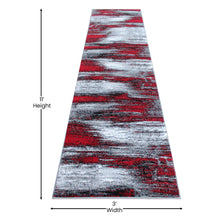 Load image into Gallery viewer, 2' x 10' Red Abstract Area Rug - Olefin Rug
