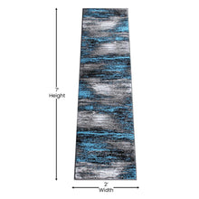 Load image into Gallery viewer, 2' x 7' Blue Abstract Area Rug - Olefin Rug
