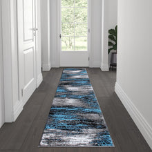 Load image into Gallery viewer, 2' x 7' Blue Abstract Area Rug - Olefin Rug

